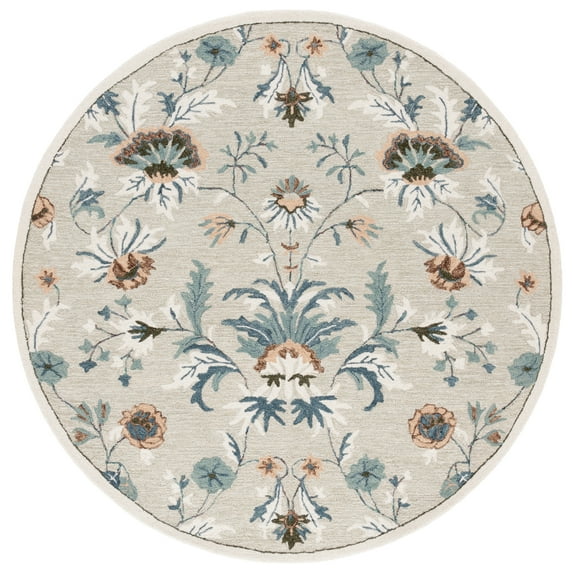 SAFAVIEH Blossom Wardell Floral Area Rug, Sage/Blue, 6' x 6' Round