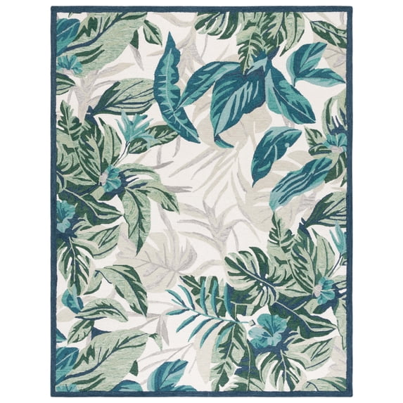 SAFAVIEH Blossom Wendell Leaves Area Rug, Ivory/Green, 8' x 10'