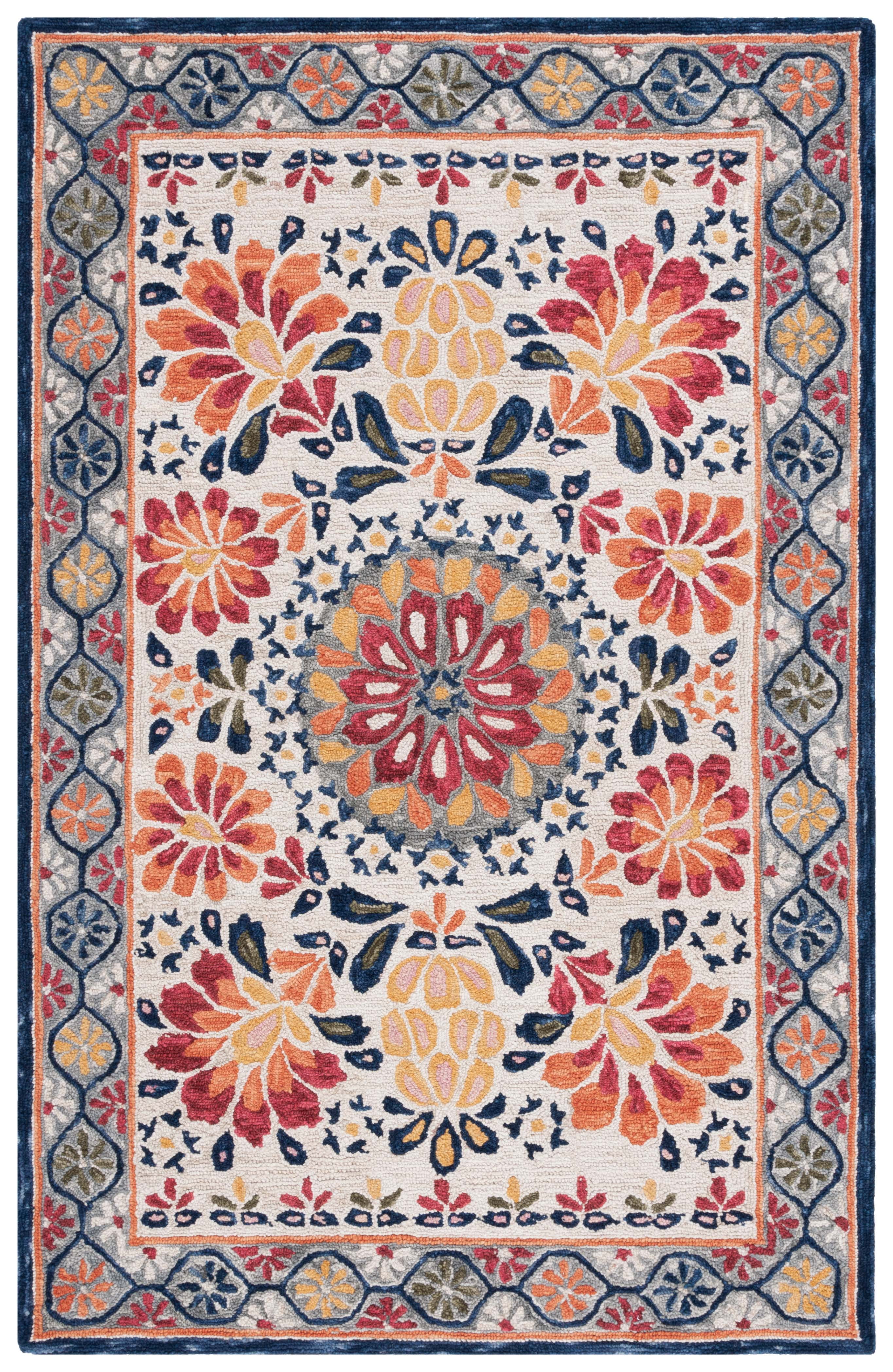 SAFAVIEH Blossom Wilfreda Floral Area Rug, Ivory/Red, 4' x 6'