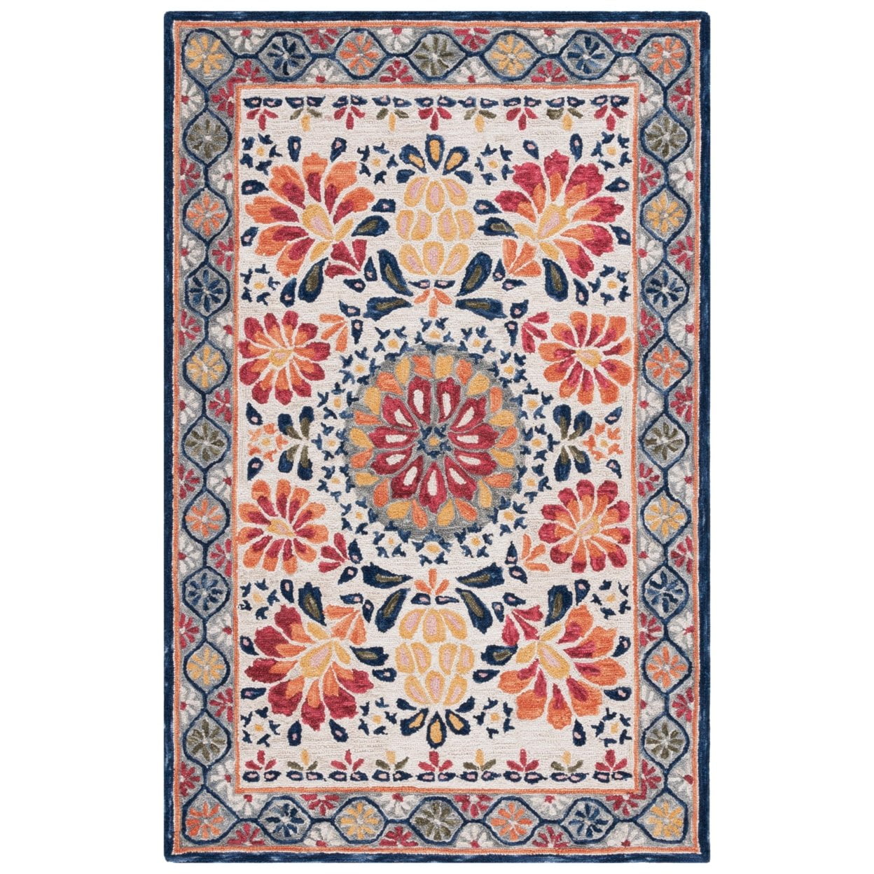 SAFAVIEH Blossom Wilfreda Floral Runner Rug, Ivory/Red, 2'3" x 8'