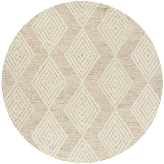 SAFAVIEH Blossom Winston Chevron Wool Area Rug, Beige/Ivory, 6' x 6' Round