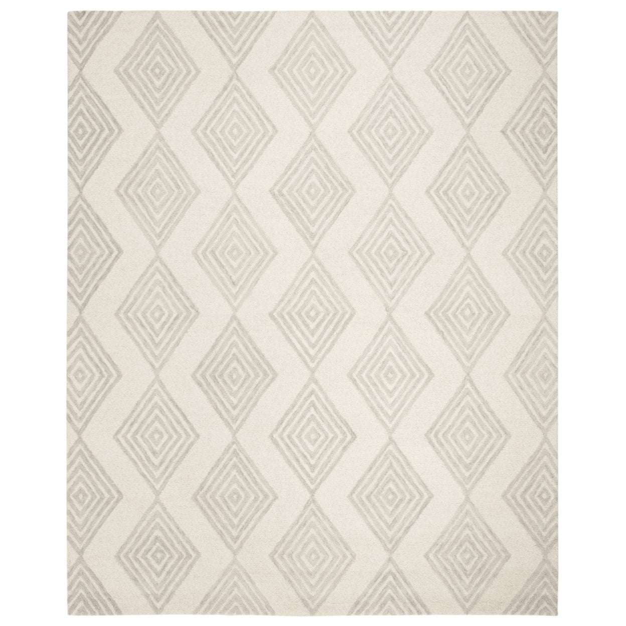 Ivory and Silver Floral Wool 4' x 6' Area Rug