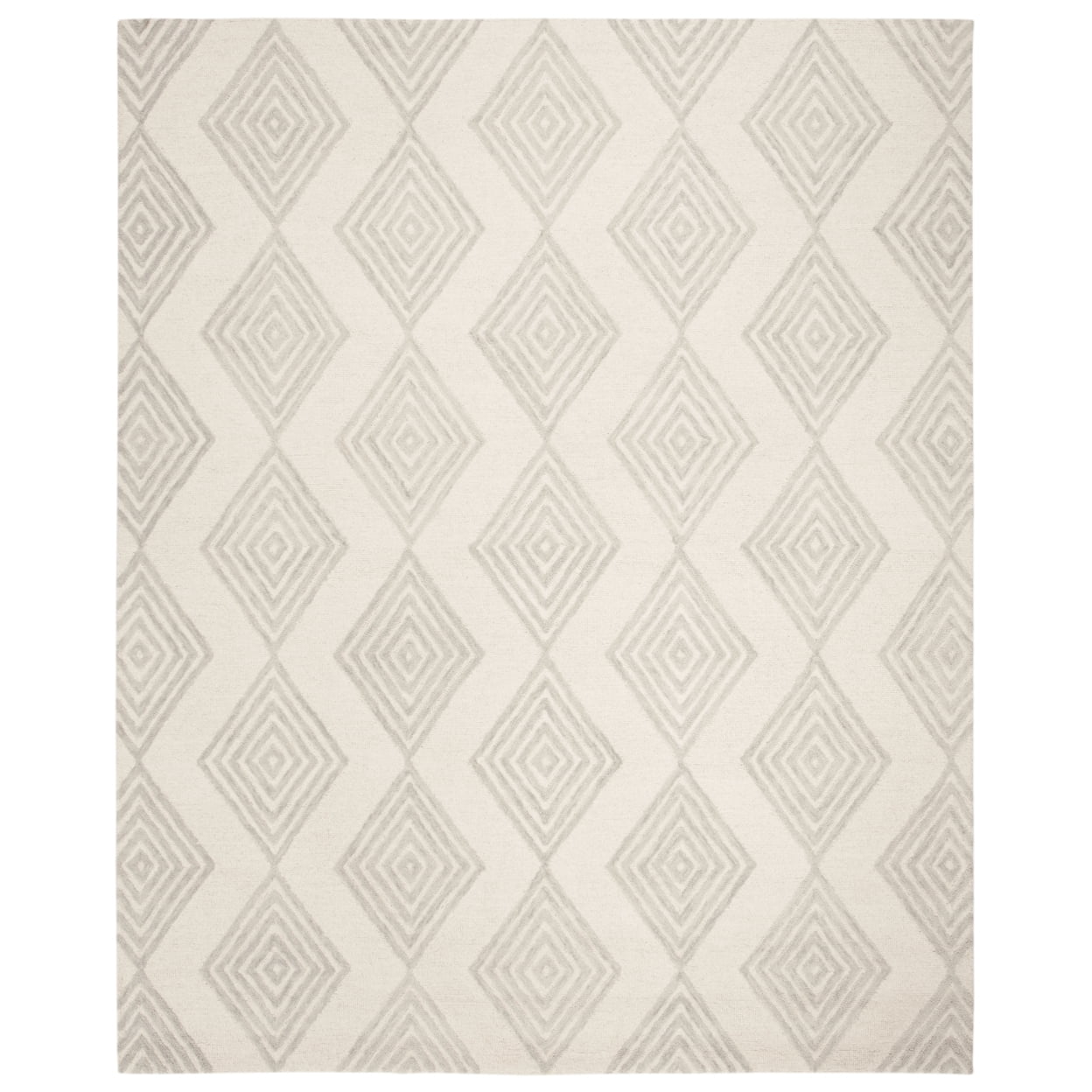 Ivory and Silver Floral Wool 4' x 6' Area Rug