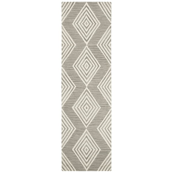 SAFAVIEH Blossom Winston Chevron Wool Runner Rug, Dark Grey/Ivory, 2'3" x 8'