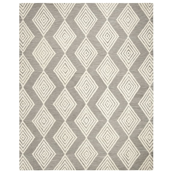 SAFAVIEH Blossom Winston Geometric Wool Area Rug, Dark Grey/Ivory, 8' x 10'