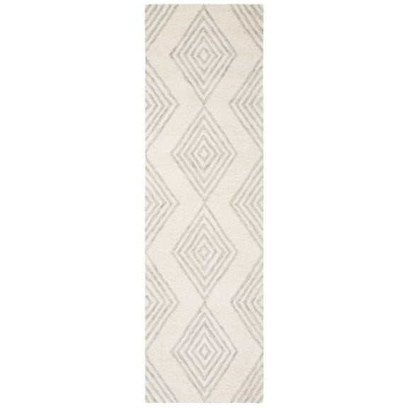 SAFAVIEH Blossom Winston Geometric Wool Runner Rug, Ivory/Silver, 2'3" x 8'