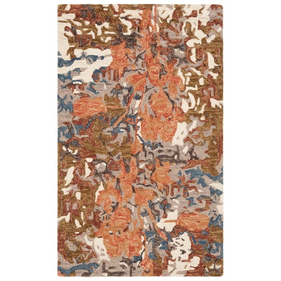 SAFAVIEH Blossom Yazmin Abstract Area Rug, Rust/Ivory, 3' x 5'