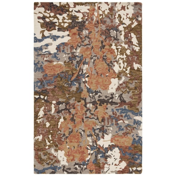 SAFAVIEH Blossom Yazmin Abstract Area Rug, Rust/Ivory, 5' x 8'