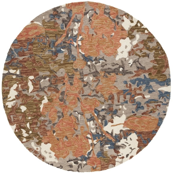 SAFAVIEH Blossom Yazmin Abstract Area Rug, Rust/Ivory, 6' x 6' Round
