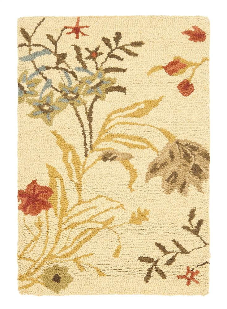 Handmade Beige Floral Wool 4' x 6' Area Rug
