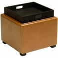 thumbnail image 1 of SAFAVIEH Bobbi Modern Glam Single Upholstered Tray Storage Ottoman, Saddle, 1 of 1