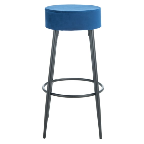 SAFAVIEH Bohden Round Backless Counter Stool, Navy/Black