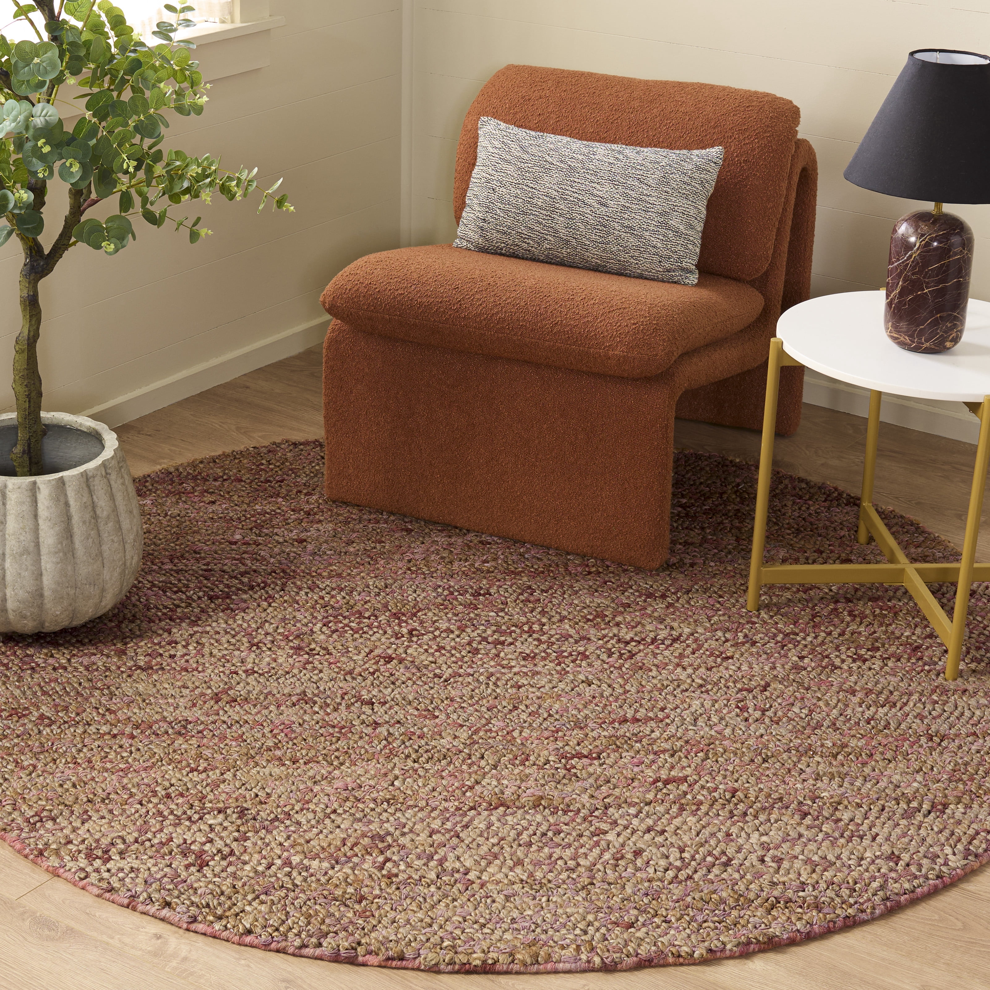 Safavieh Bohemian Martha Solid Area Rug, Natural/Pink, 6' x 6' Round