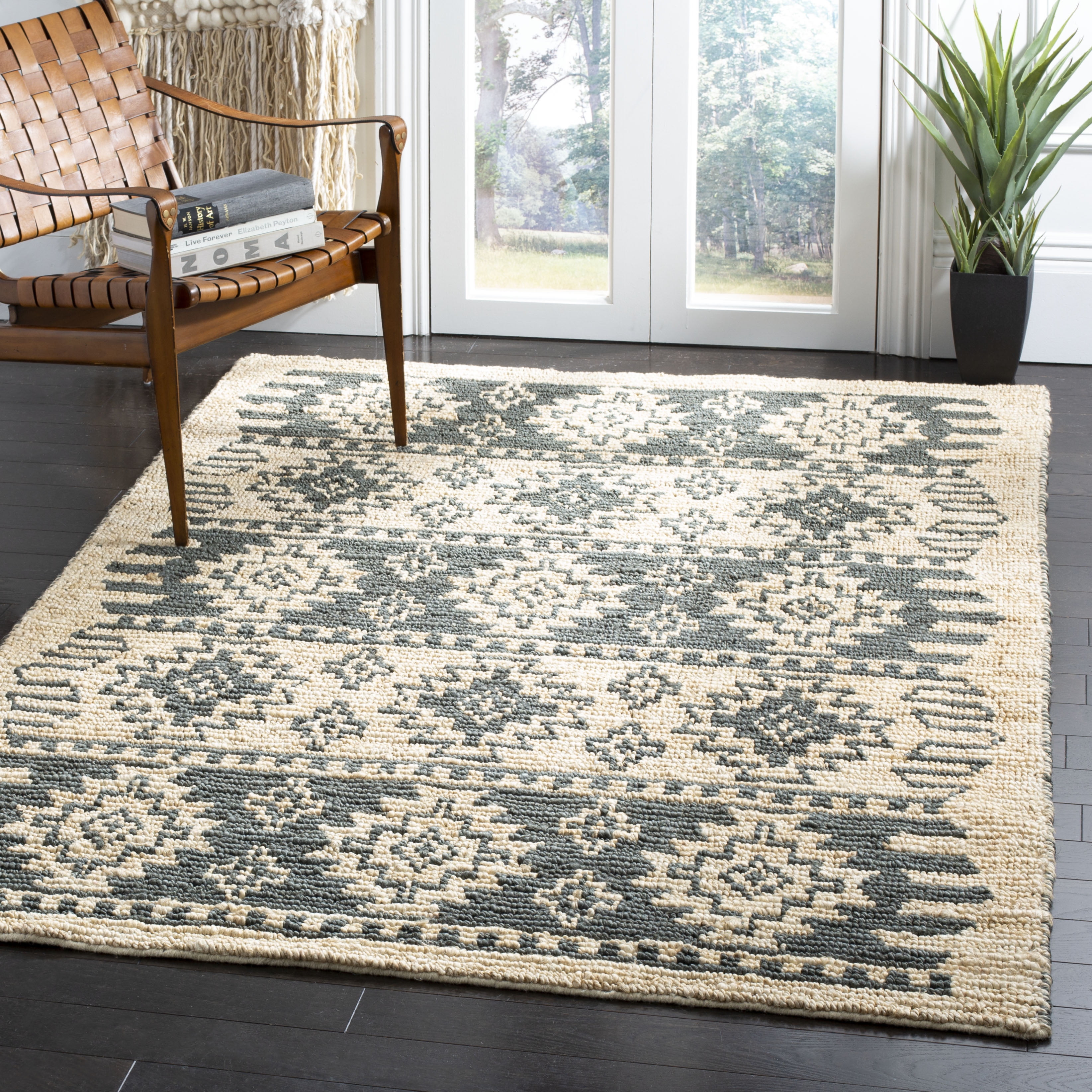 SAFAVIEH Bohemian Balfour Abstract Geometric Jute Area Rug, Grey/Beige ...