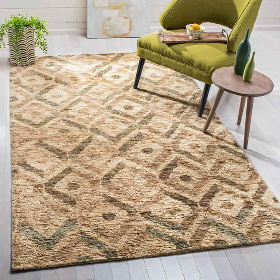 SAFAVIEH Bohemian Denzel Geometric Area Rug, Bleach/Brown, 4' x 6'