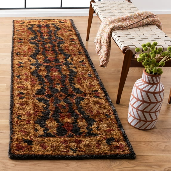 SAFAVIEH Bohemian Deonne Floral Runner Rug, Charcoal/Gold, 2'6" x 8'