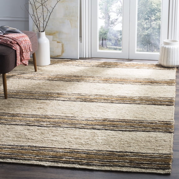 SAFAVIEH Bohemian Kensington Striped Area Rug, Natural/Rust, 8' x 10'