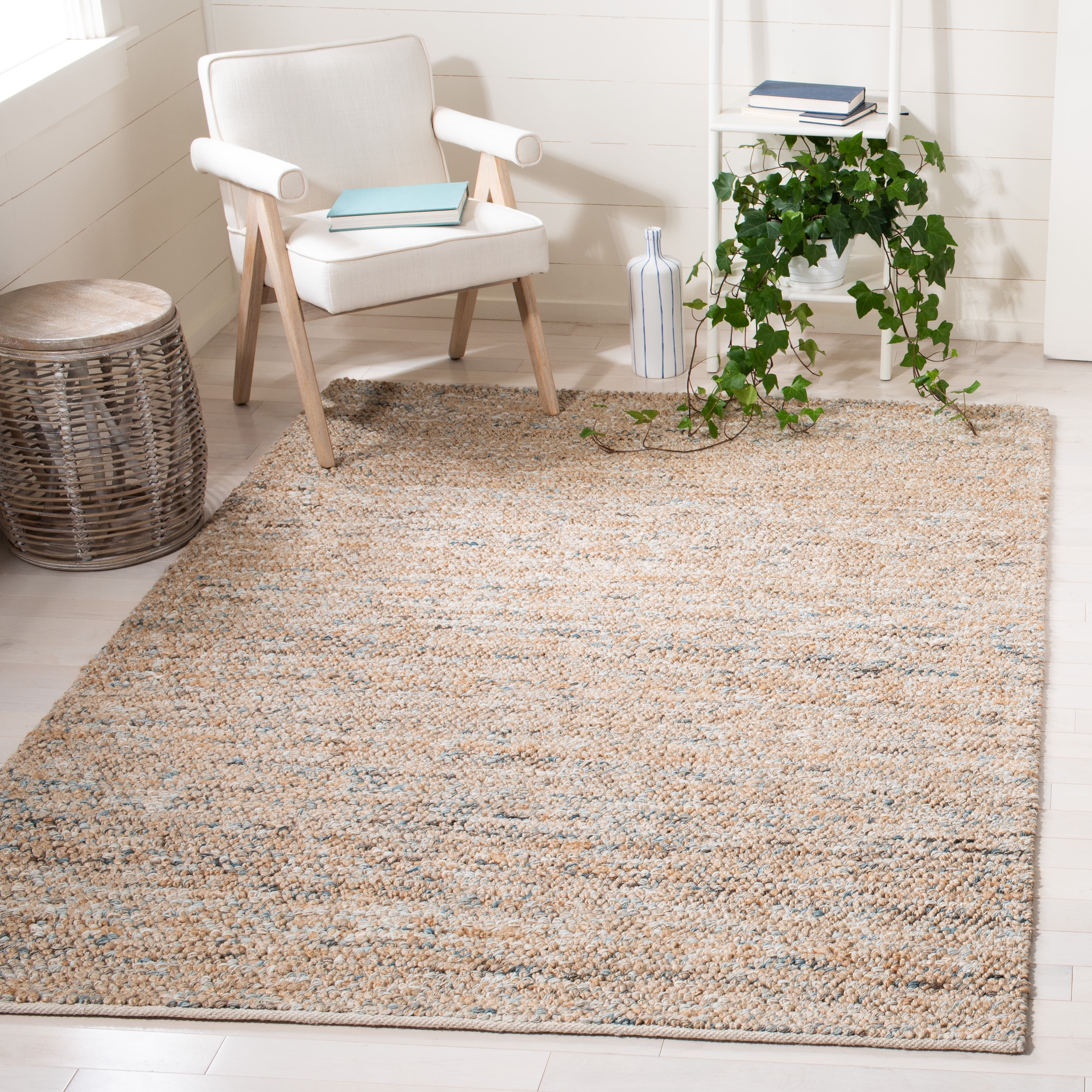 SAFAVIEH Bohemian Martha Solid Area Rug, Natural/Blue, 4' x 6'