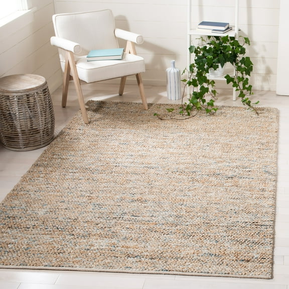SAFAVIEH Bohemian Martha Solid Area Rug, Natural/Blue, 5' x 8'