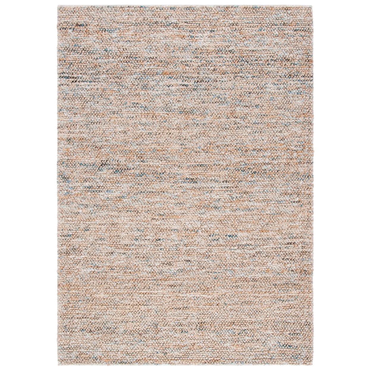 Natural and Blue Hand-Knotted Wool 6' x 9' Area Rug