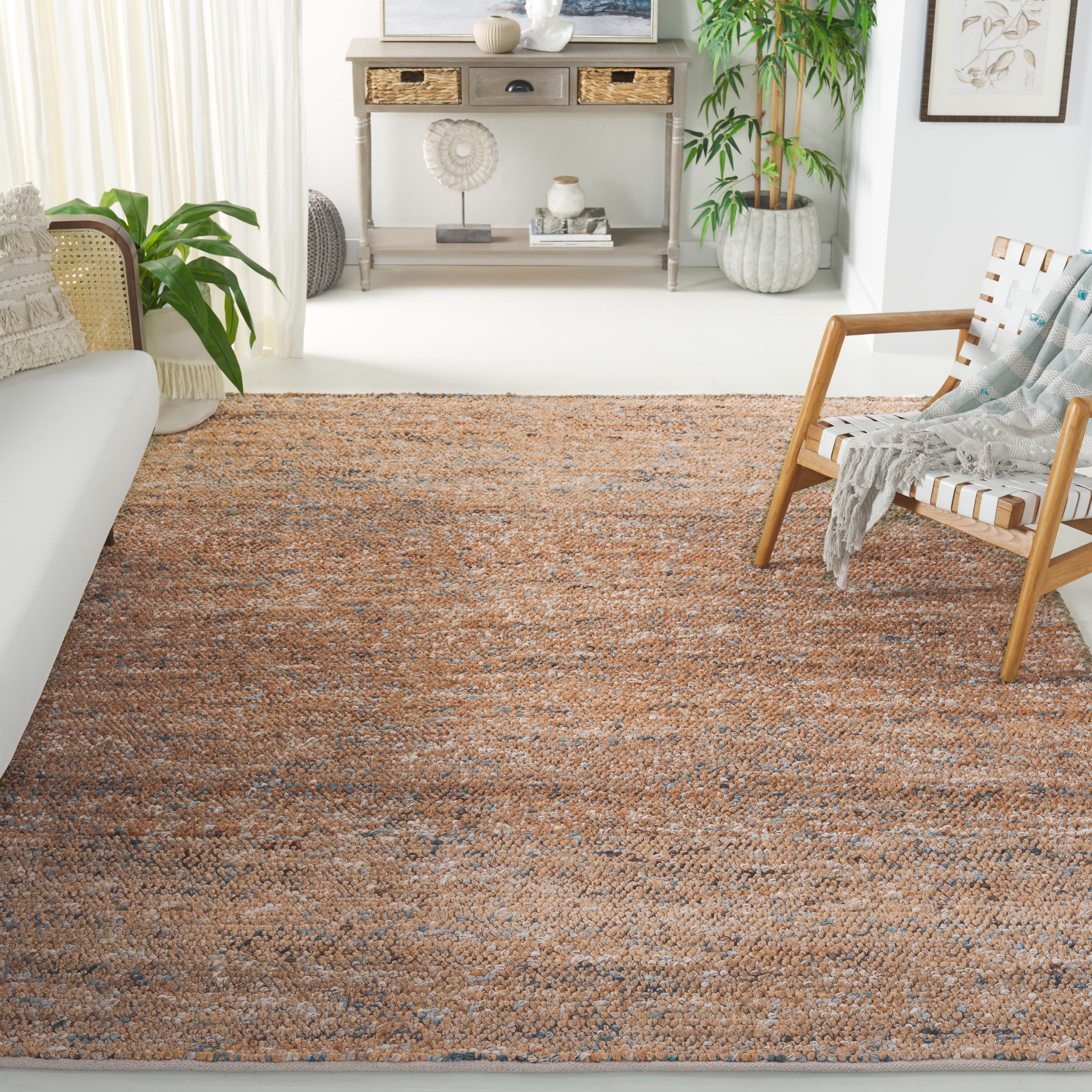 SAFAVIEH Bohemian Martha Solid Area Rug, Natural/Blue, 8' x 10'