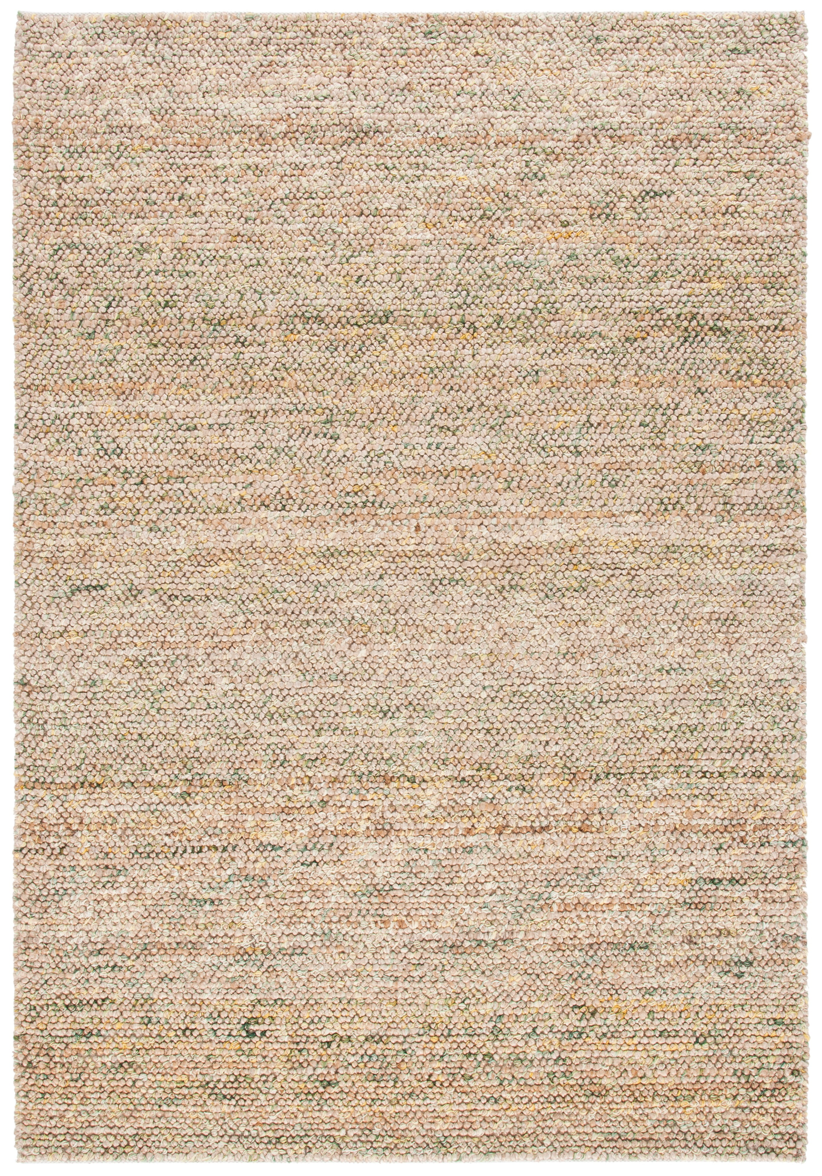 Natural and Green Hand-Knotted Wool 8' x 10' Area Rug