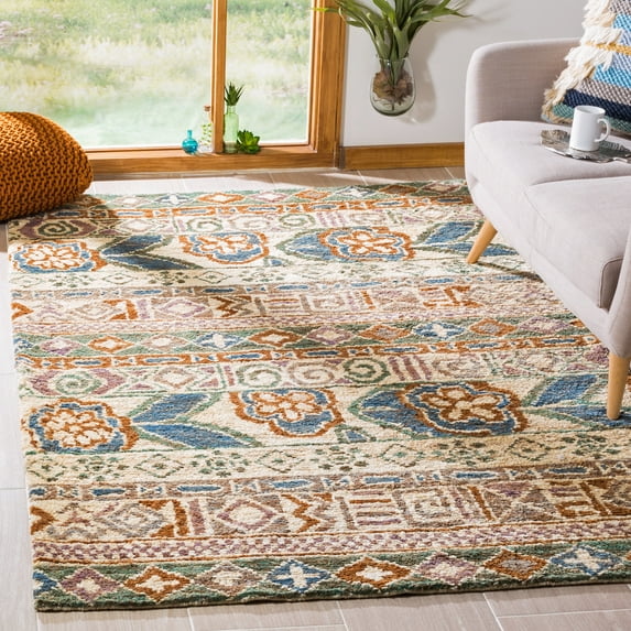 SAFAVIEH Bohemian Nathaniel Geometric Area Rug, Bleach/Gold, 4' x 6'