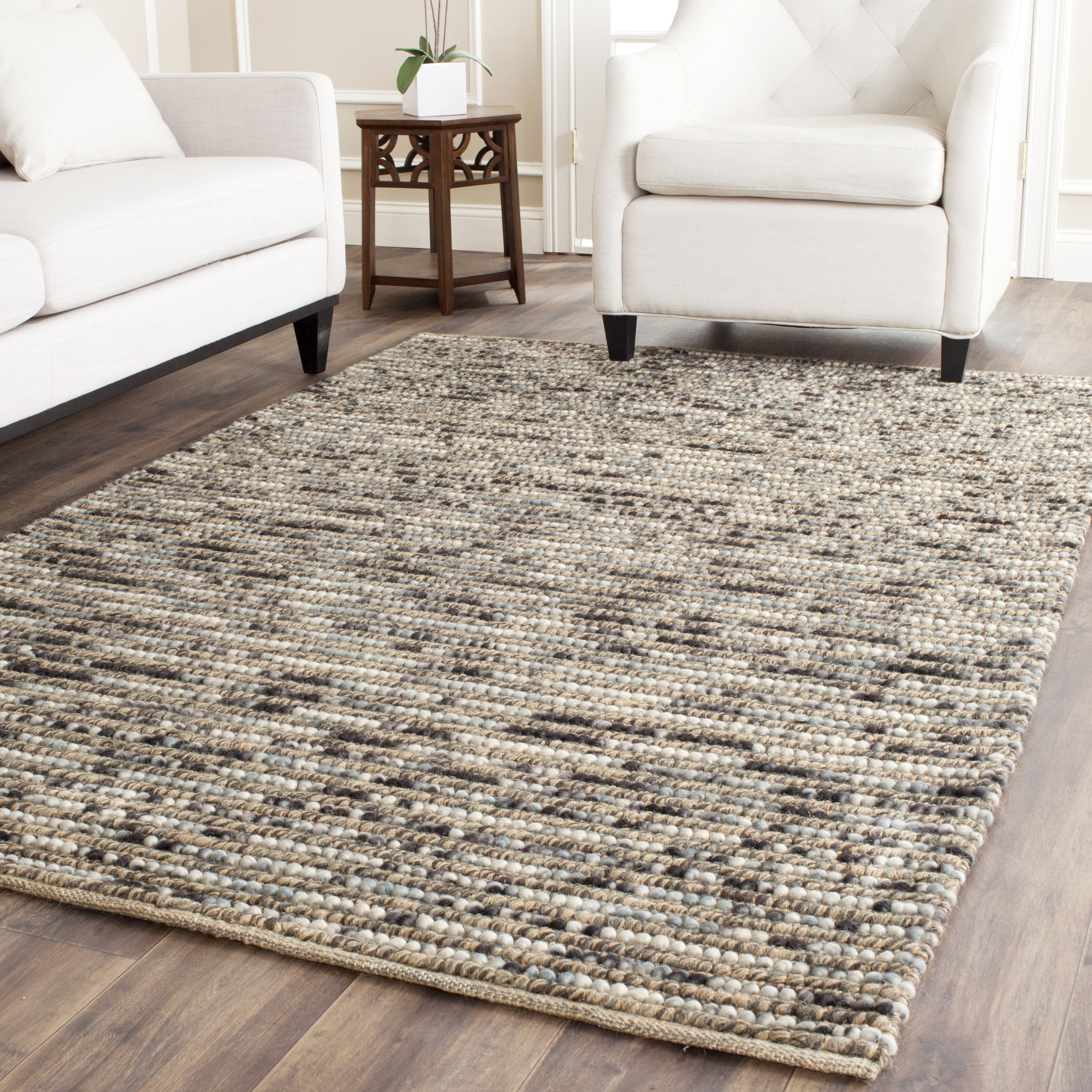 Bohemian Blue and Multicolor Hand-Knotted Wool Area Rug