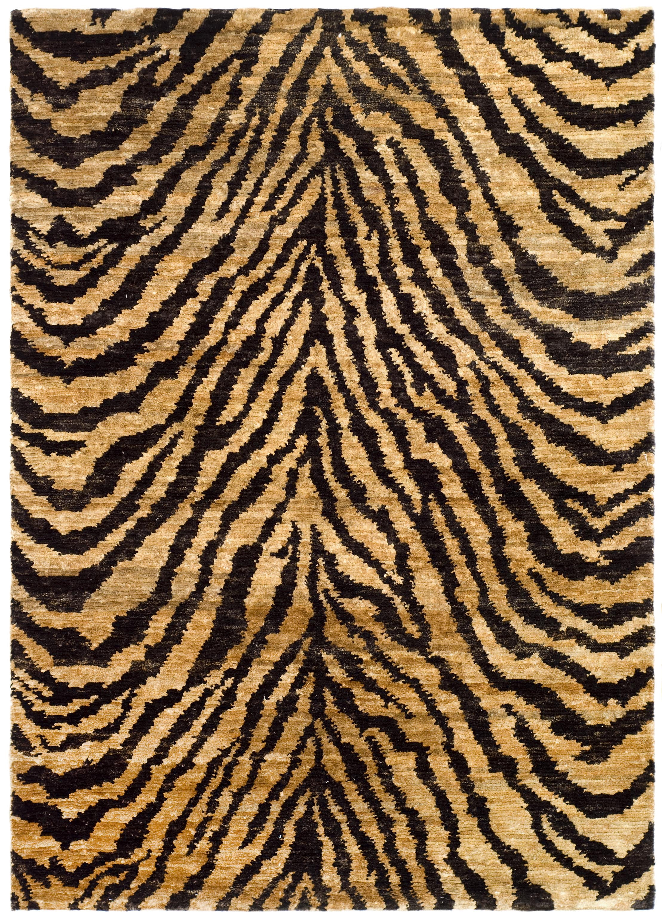 Hand-Knotted Black and Natural Hemp 4' x 6' Area Rug