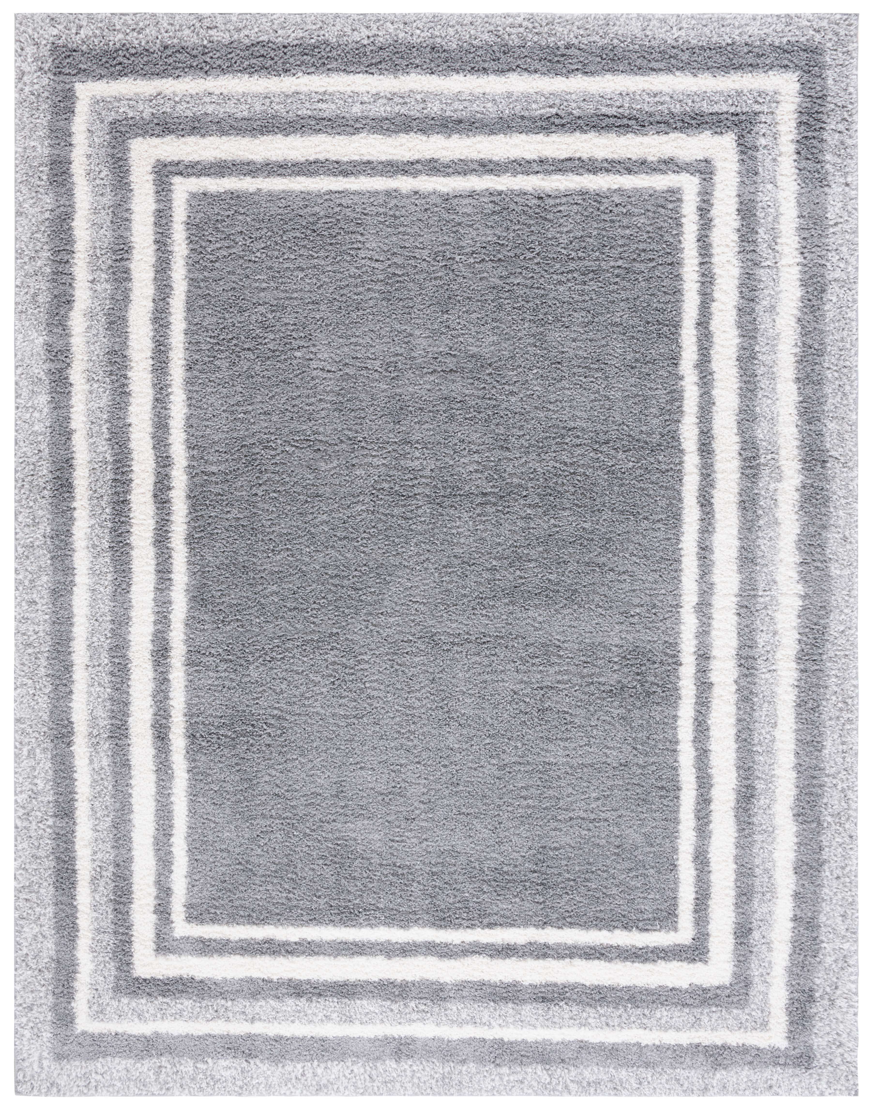 Striped Border Rug SAFAVIEH Border & Stripe Hyram Bordered Shag Area Rug, Grey/Ivory, 9' x ...