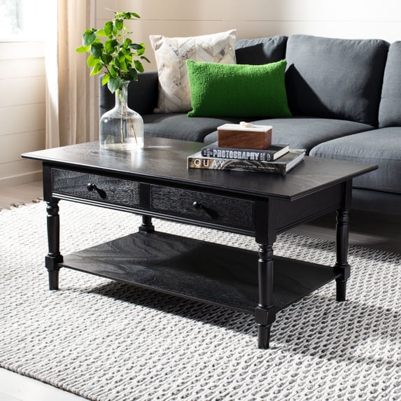 SAFAVIEH Boris 2-Drawer Coffee Table Distressed Black