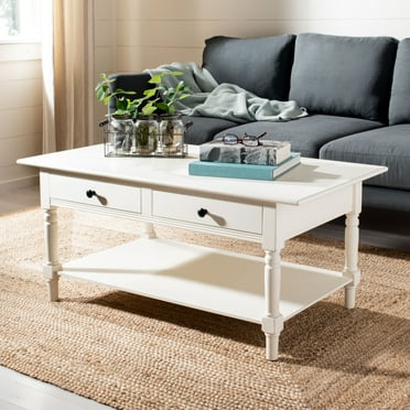 SAFAVIEH Boris 2-Drawer Coffee Table Distressed Cream