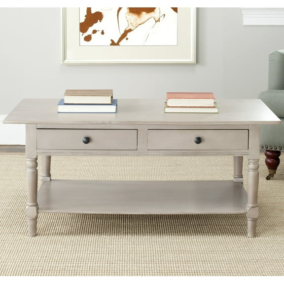 SAFAVIEH Boris Solid Contemporary 2 Drawer Coffee Table, Vintage Grey