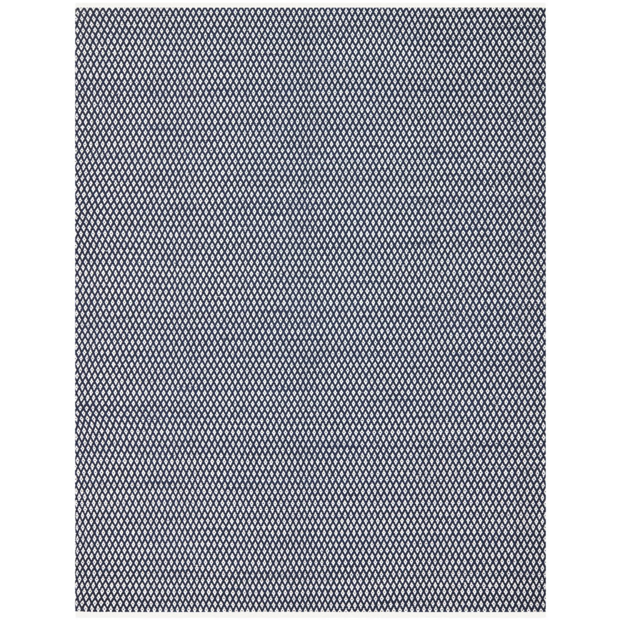 Navy and White Geometric Wool Cotton Area Rug