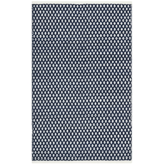 SAFAVIEH Boston Angelica Diamond Trellis Cotton Area Rug, Navy, 3' x 5'