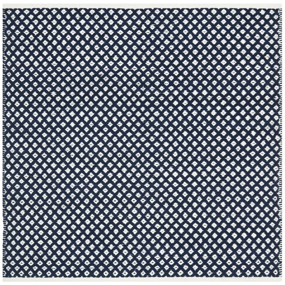 SAFAVIEH Boston Angelica Geometric Cotton Area Rug, Navy, 4' x 4' Square
