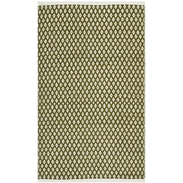 SAFAVIEH Boston Angelica Diamond Trellis Cotton Area Rug, Olive, 2'6" x 4'