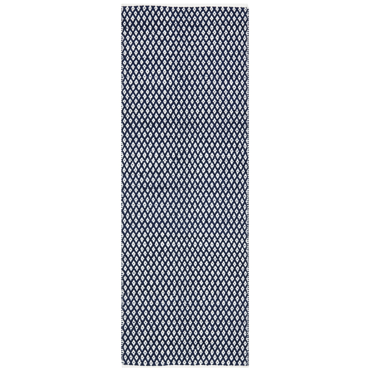 SAFAVIEH Boston Angelica Diamond Trellis Cotton Runner Rug, Navy, 2'3" x 7'