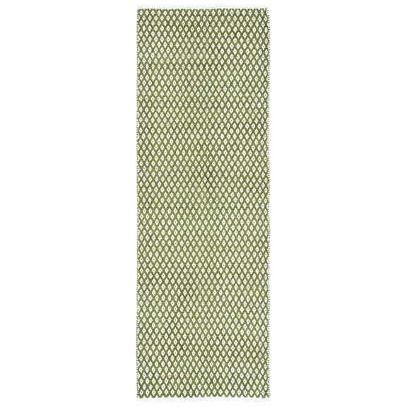 SAFAVIEH Boston Angelica Diamond Trellis Cotton Runner Rug, Olive, 2'3" x 7'