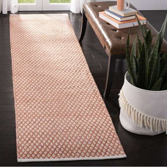 SAFAVIEH Boston Angelica Diamond Trellis Cotton Runner Rug, Orange, 2'3" x 11'