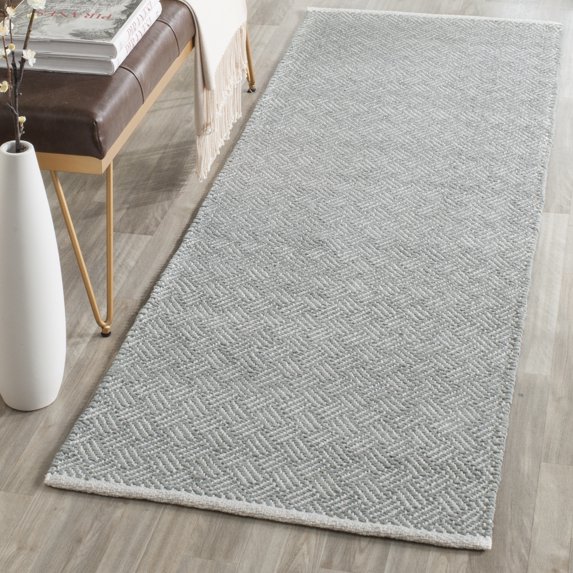 SAFAVIEH Boston Donnchad Geometric Cotton Runner Rug, Grey, 2'3" x 11'