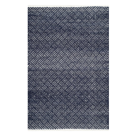 SAFAVIEH Boston Donnchad Striped Cotton Area Rug, Navy, 6' x 6' Square