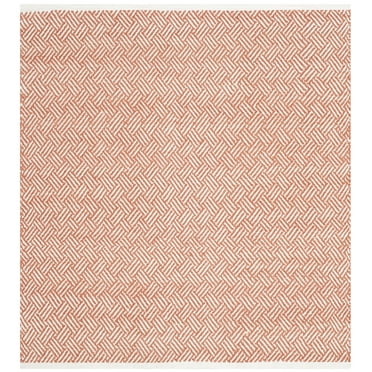 SAFAVIEH Boston Donnchad Striped Cotton Area Rug, Orange, 4' x 4' Square