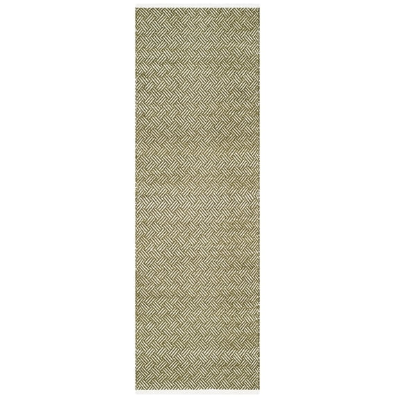 SAFAVIEH Boston Donnchad Striped Cotton Runner Rug, Olive, 2'3" x 7'