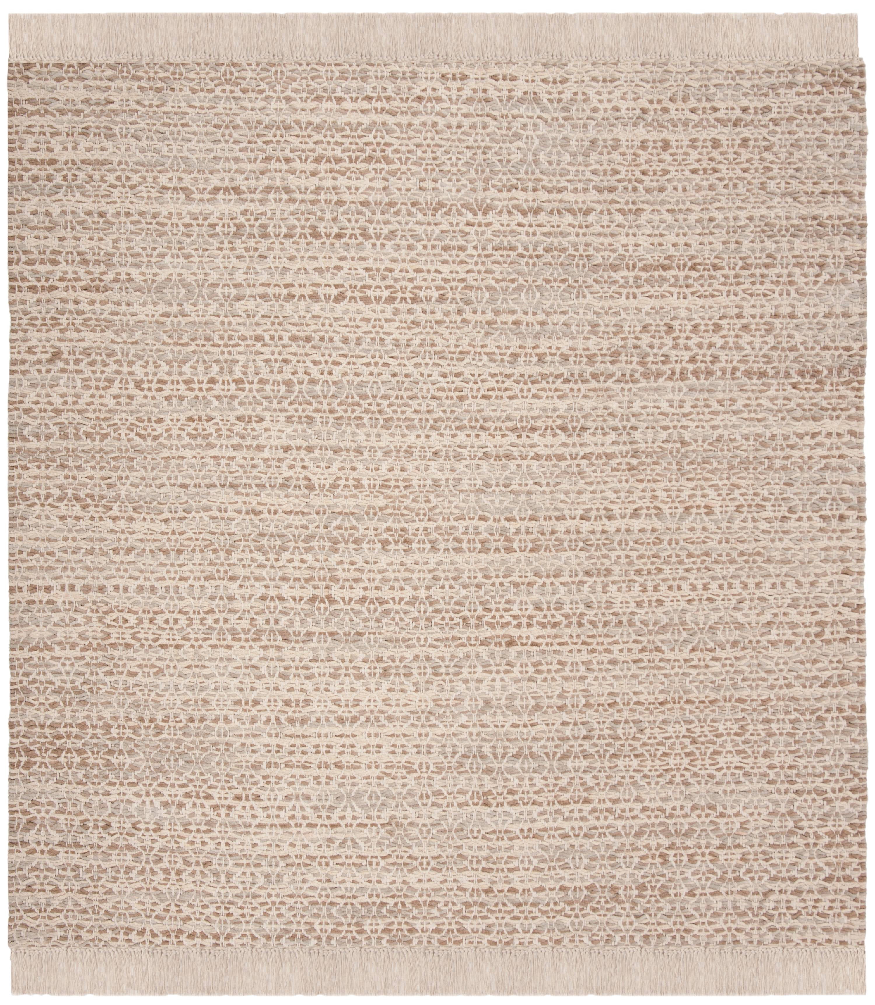 SAFAVIEH Boston Lavonne Geometric Cotton Area Rug, Beige/Ivory, 6' x 6' Square
