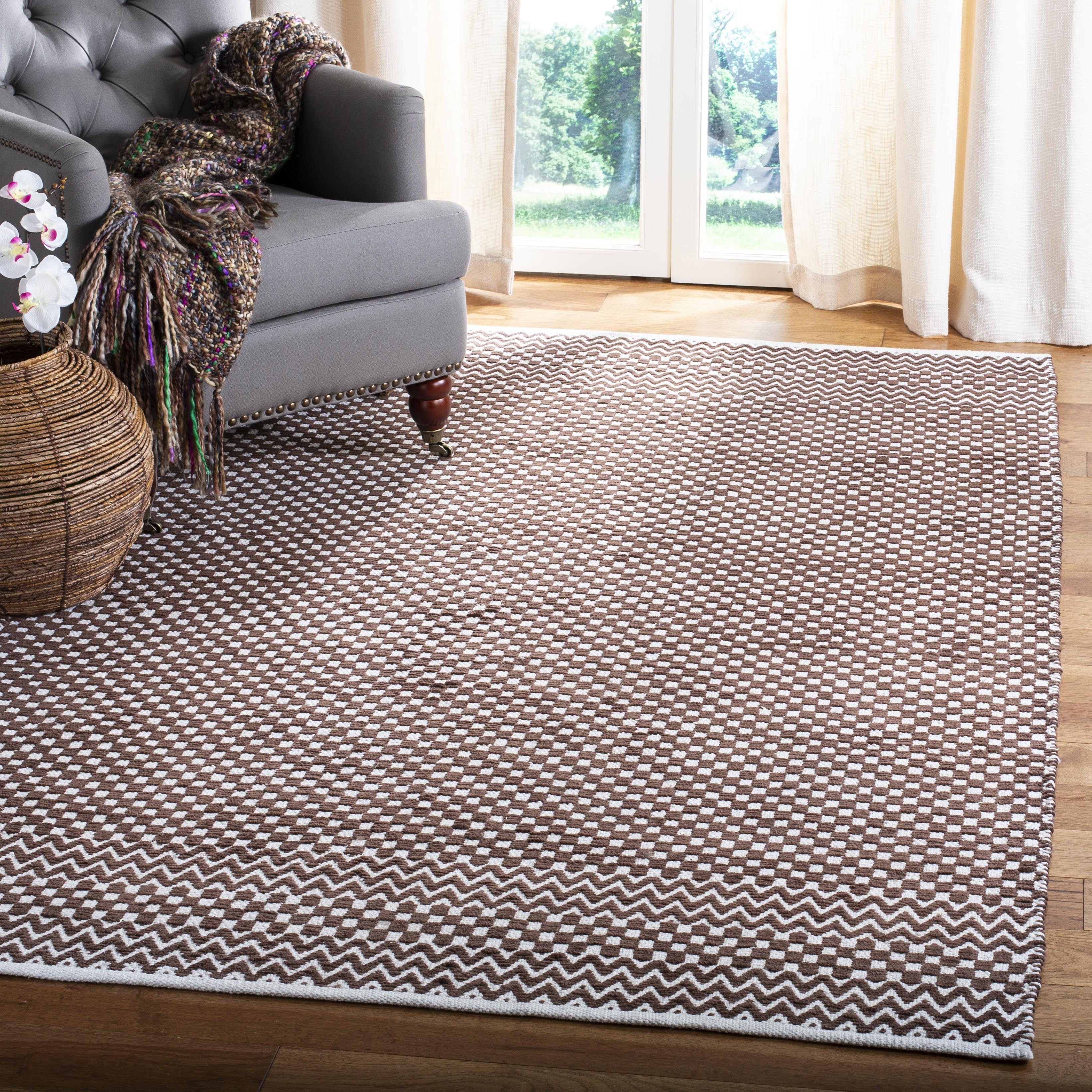 SAFAVIEH Boston Peter Geometric Cotton Area Rug, Brown, 6' x 9'