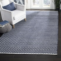 SAFAVIEH Boston Peter Geometric Cotton Area Rug, Navy, 5' x 8'