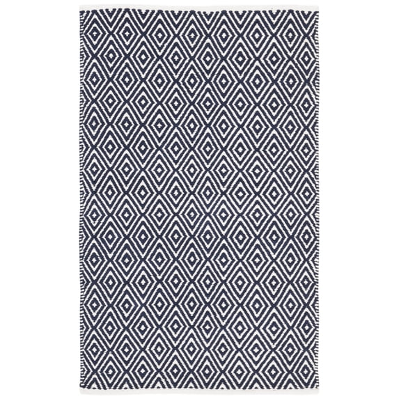 SAFAVIEH Boston Victoria Geometric Cotton Area Rug, Navy, 2'6" x 4'