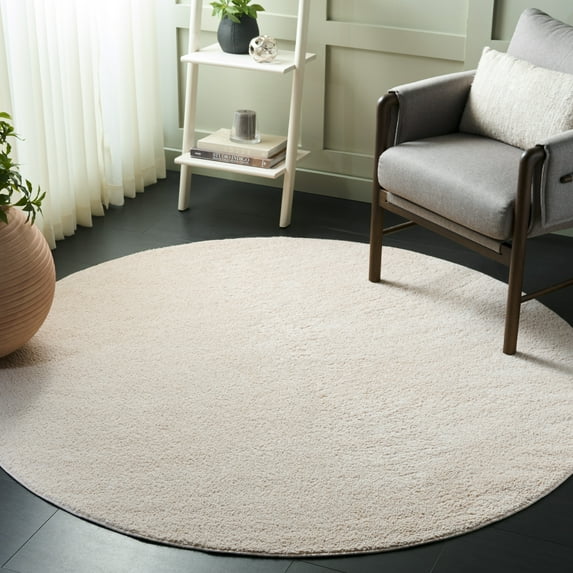 SAFAVIEH Boucle Lauressa Solid Machine Washable Area Rug, Beige, 6' x 6' Round