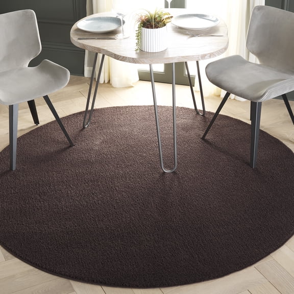 SAFAVIEH Boucle Lauressa Solid Machine Washable Area Rug, Brown, 6' x 6' Round